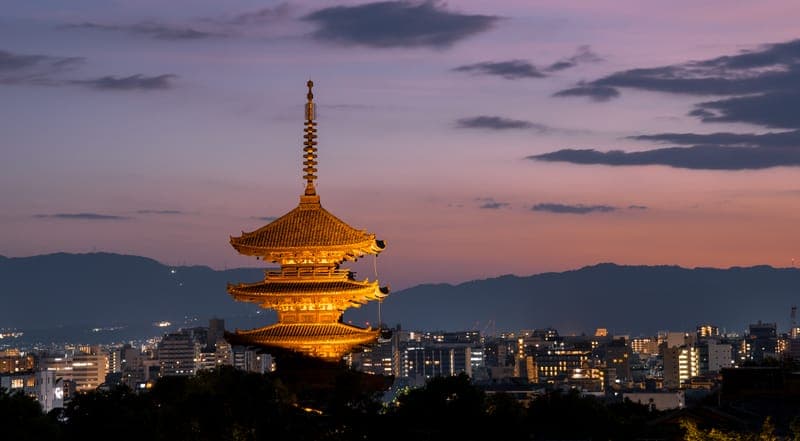 Haokan Ji Temple At Sunset